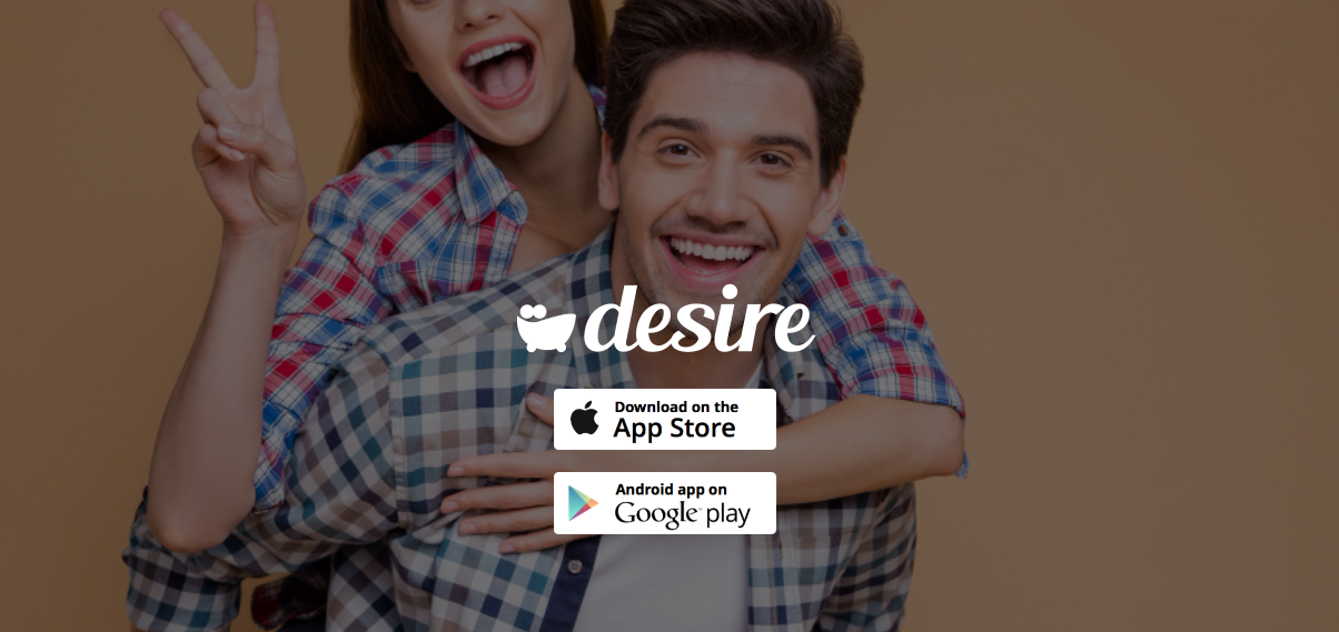 Desire App website homepage