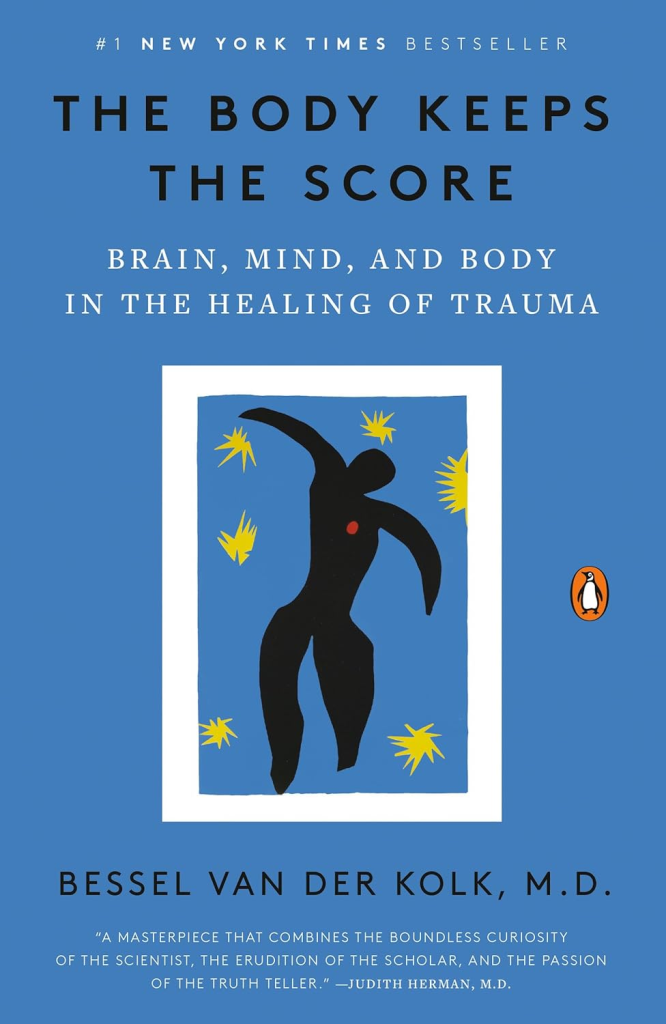 Blue book cover of the book The Body Keeps the Score: Brain, Mind, and Body in the Healing of Trauma Paperback
by Bessel van der Kolk M.D. 